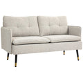 55" Tufted Loveseat for Living Room, Small Spaces Compact Sofa, Cream White