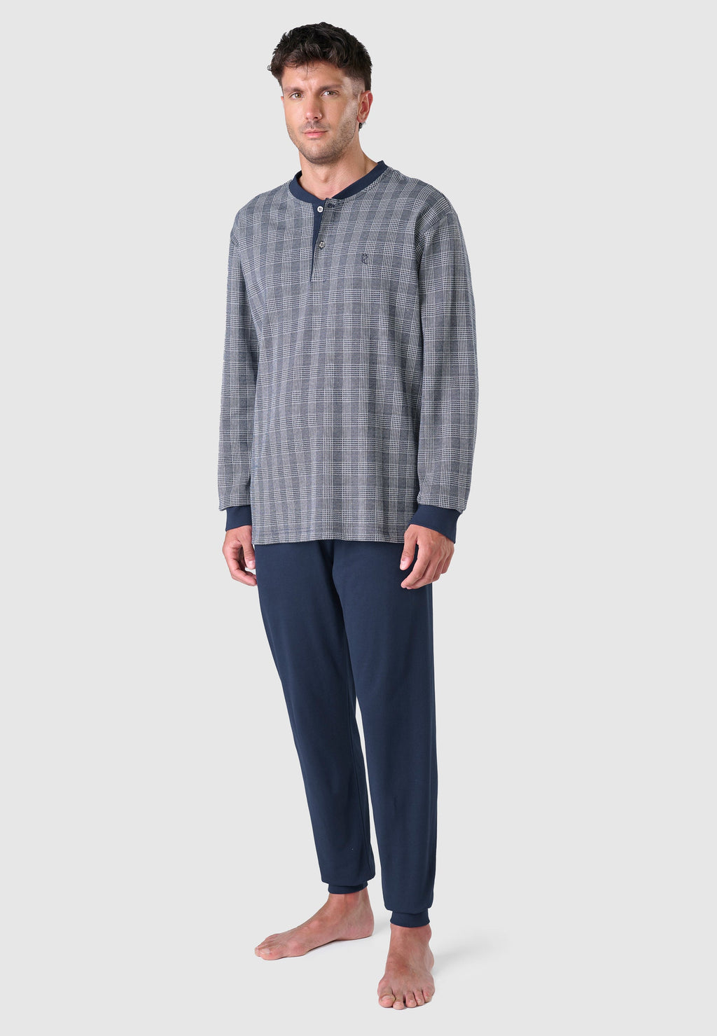 Pijama Hombre Invierno Premium Tapeta Algodón Punto - Azul 55028_39