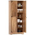 72" Farmhouse Freestanding Pantry Cabinet with Adjustable Shelves, Brown