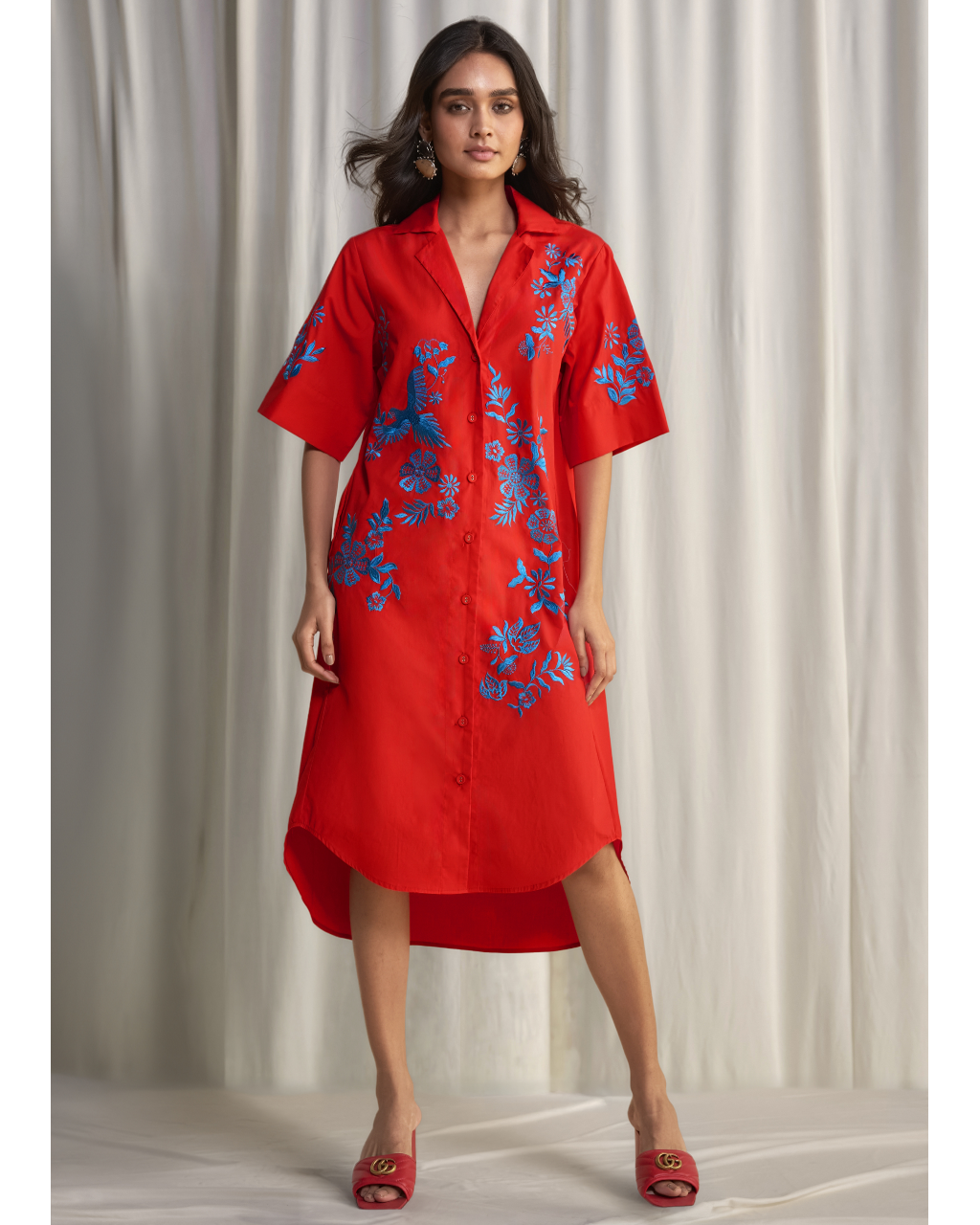 Placement Embroidered Shirt Dress By KYNAH, Luxury Indian Fashion & Bridal Wear