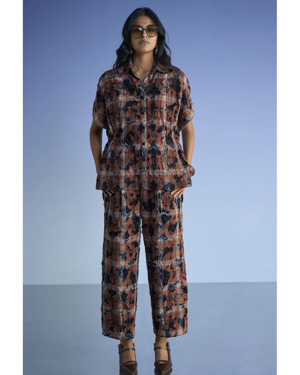 Distressed Shirt & Pant Set By KYNAH, Luxury Indian Fashion & Bridal Wear