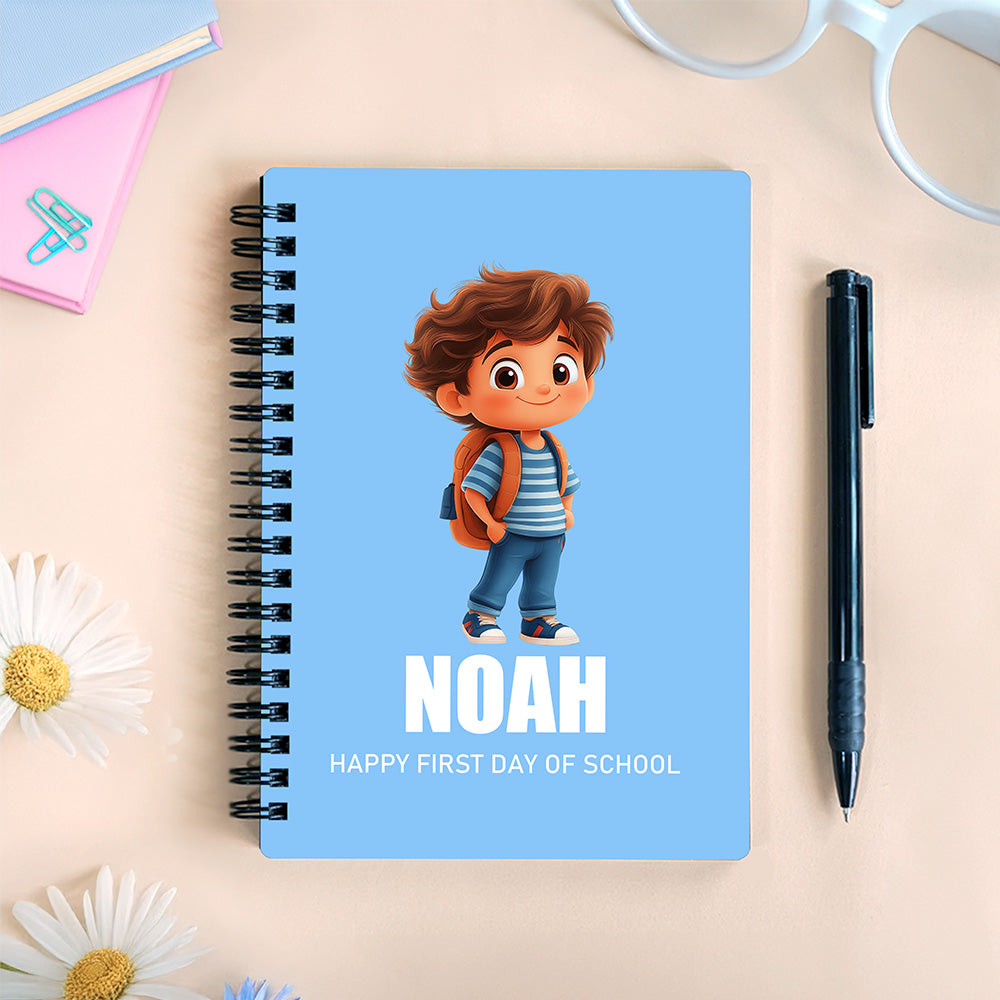Cuaderno de espiral A5 personalizado con el nombre del niño, la niña y los dibujos animados, con 120 páginas rayadas Regalo de vuelta al cole para niños