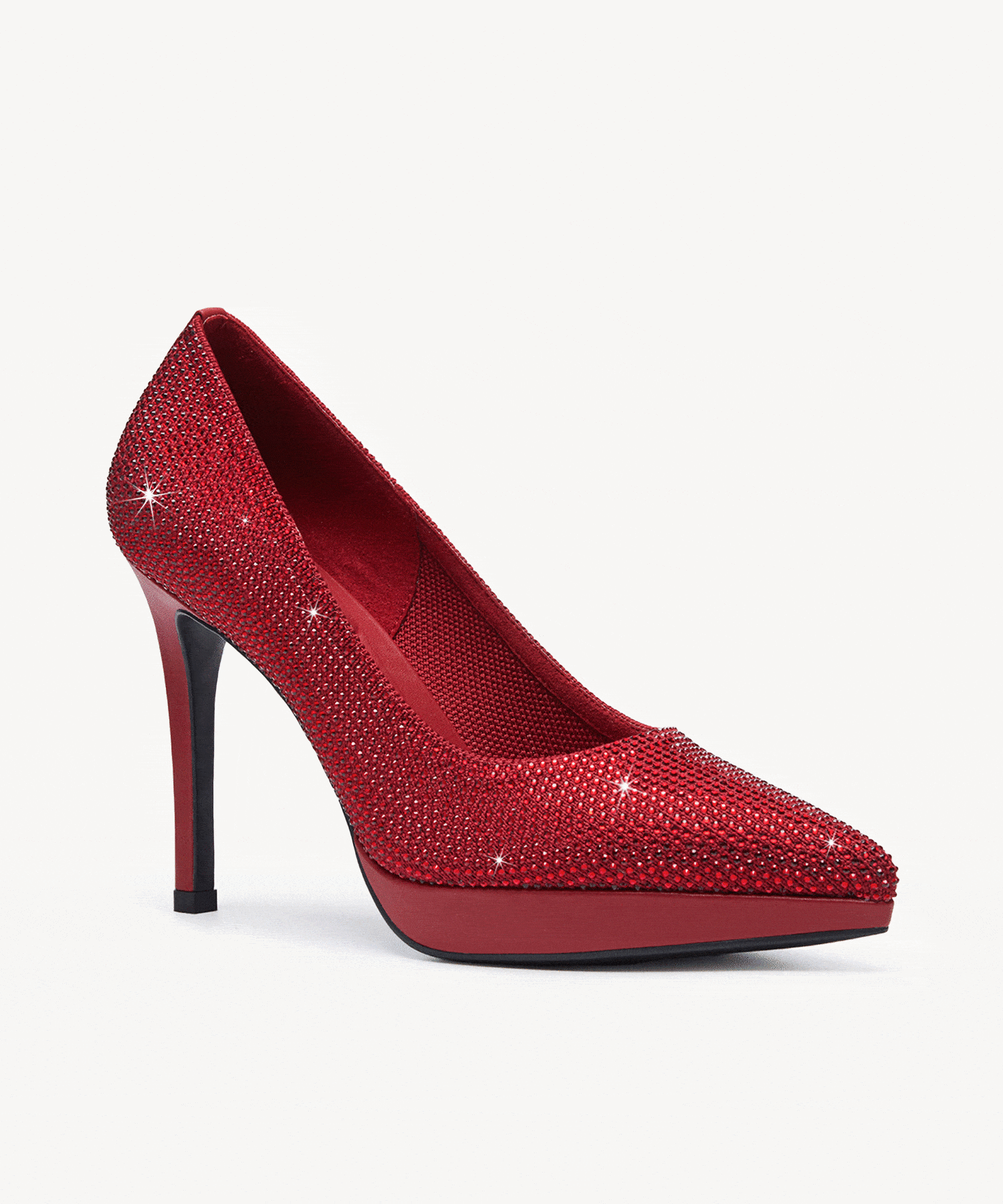 StyleFlex Pointed Toe Heeled Platform Pump - Rhinestone Red / Regular (A-C) / US 8 | EU 39 | UK 6