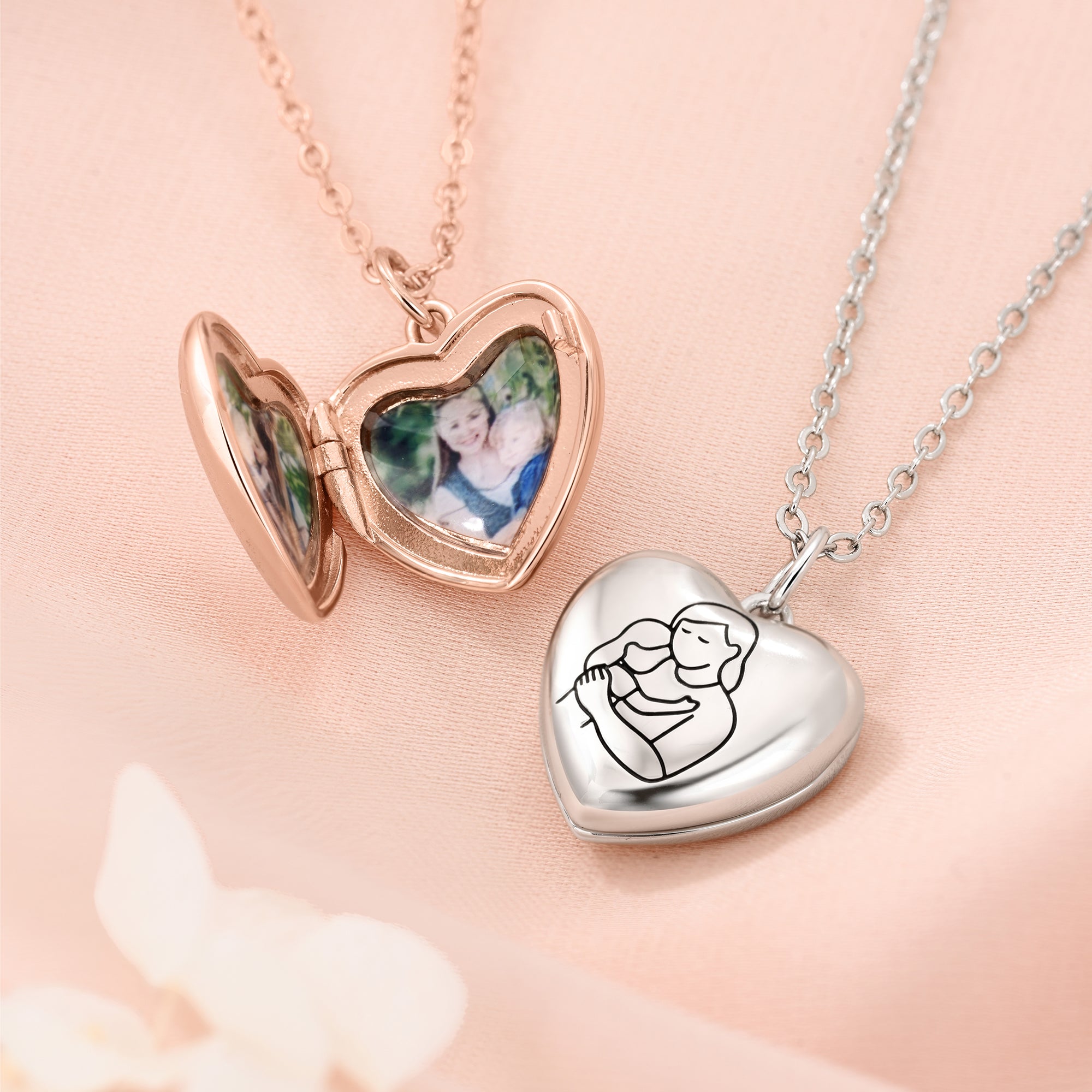 Personalizado Línea Simple Foto de Familia Collar Relicario en Forma de Corazón Joyería Delicada Cumpleaños Día de la Madre Regalo para Mamá Familia