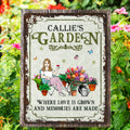 Personalizado Retro Jardinería Cartoon Personaje Metal Signo con Nombre Jardín Yard Decoración Housewarming Jubilación Cumpleaños Regalo para Mamá Abuela Amigos