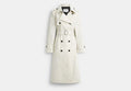 COACH® Women's Gabardina larga en Beige, Talla Mediano | Coton