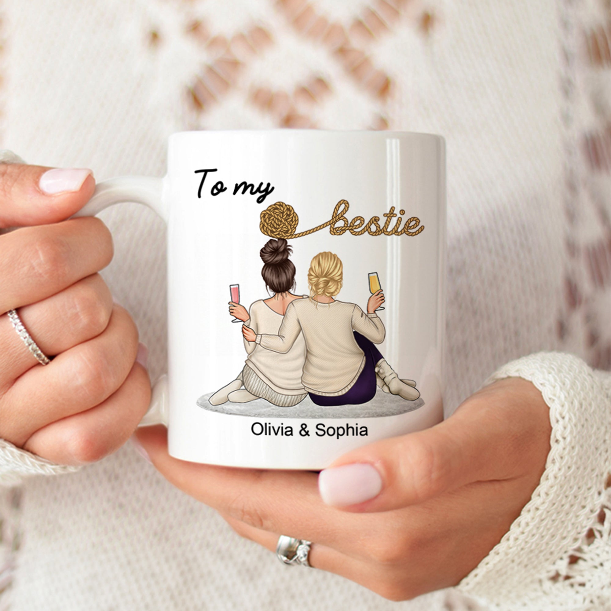 Taza de cerámica personalizada con el nombre y la fecha de cumpleaños Aniversario Regalo para las mejores amigas