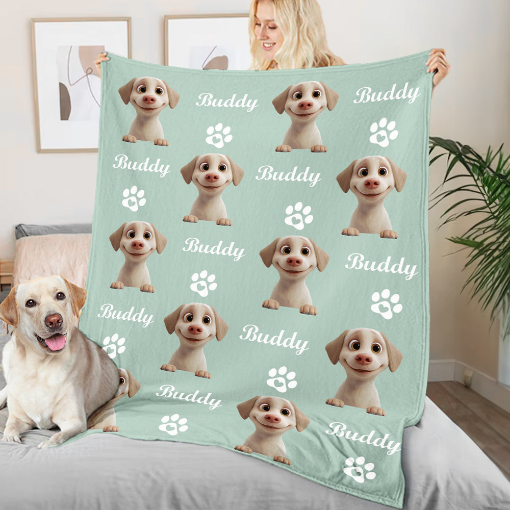 Personalizado Multicolor 3D Cartoon Dog Soft Throw Blanket with Names Home Decor Birthday Christmas Gift for Pet Lovers Owners