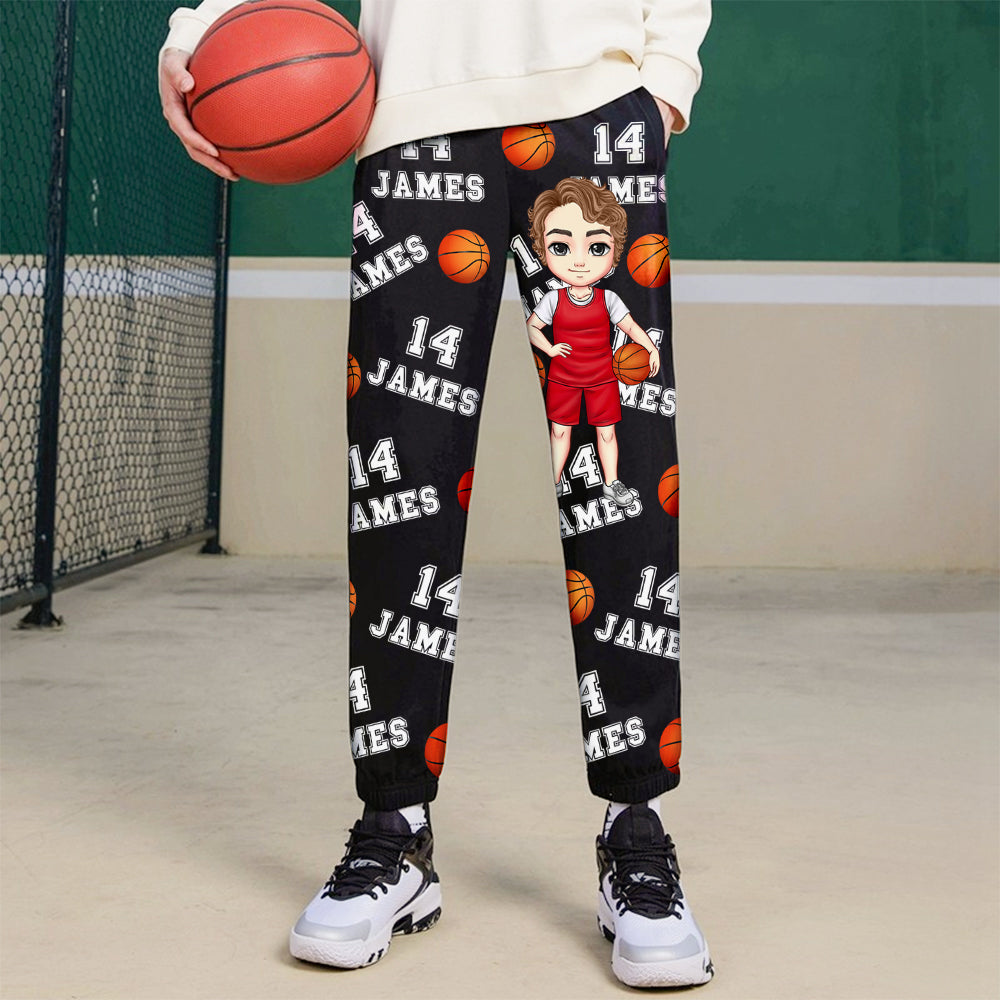 Personalizado Multicolor Bola Deportes Cartoon Personaje Deportes Pantalones de chándal con nombre y número Día del Juego Cumpleaños Regalo para Hombres Mujeres