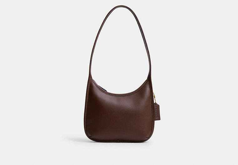 COACH® Women's Bolso Curvado Con Cremallera en Castaño | Cuir