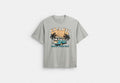 COACH® Men's Camiseta De Corte Holgado De Algodón Orgánico Con Furgoneta en Gris, Talla Mediano | Coton