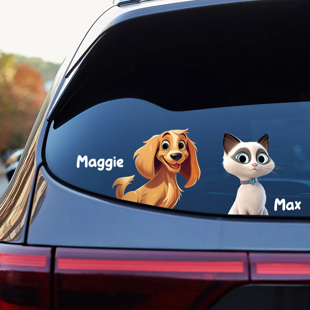 Personalizada 3D de dibujos animados del gato del perro nombre del coche etiqueta engomada con el nombre de la ventana del coche decoración de cumpleaños nuevo coche inauguración de la casa de regalo