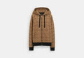 COACH® Women's Sudadera con capucha y cremallera de firma en toda la prenda en Beige, Talla Mediano | Coton