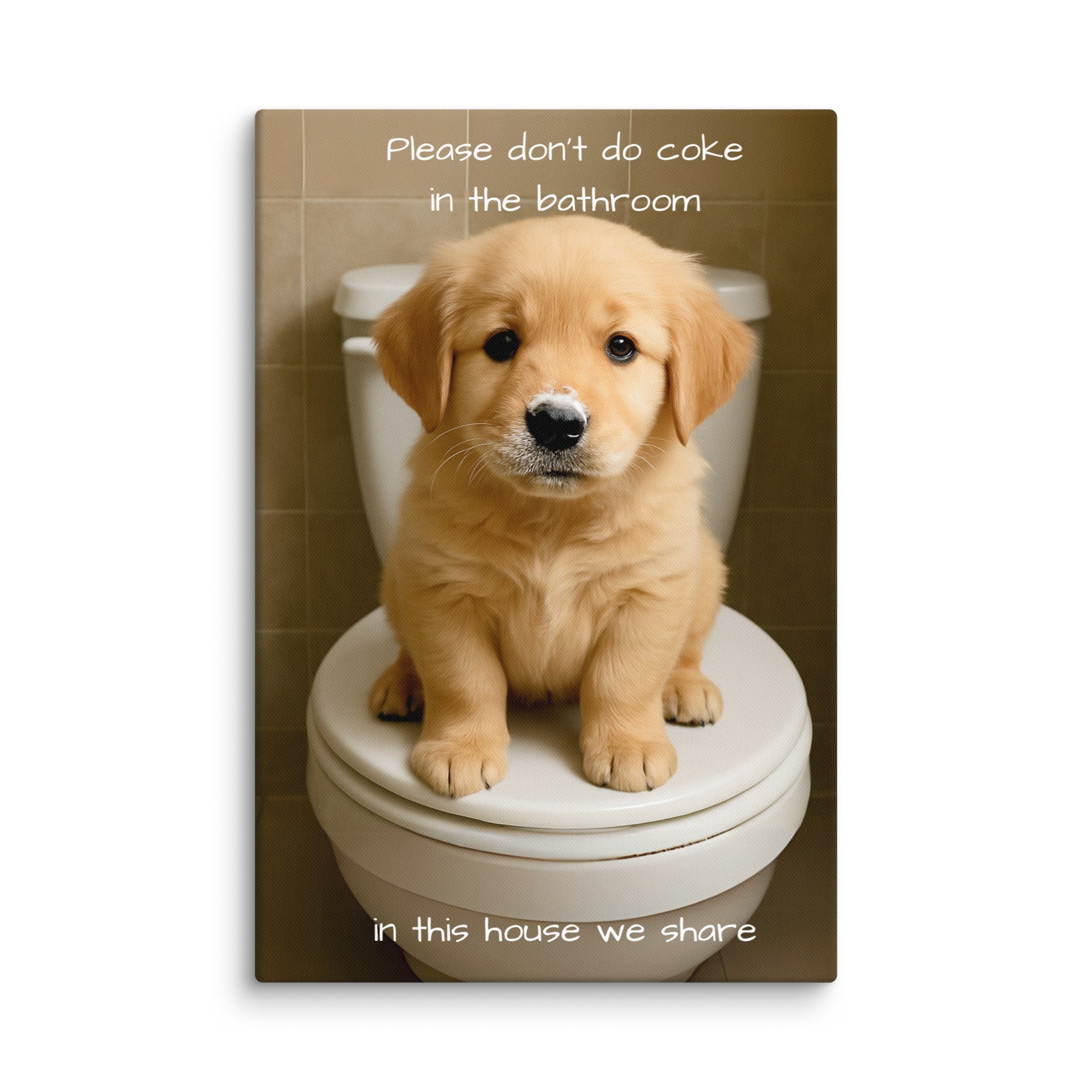 ArtZ® Please Don't Do Coke In The Bathroom, In This House We Share Paintings - Puppy / 40 inch by 60 inch (101x151cm)