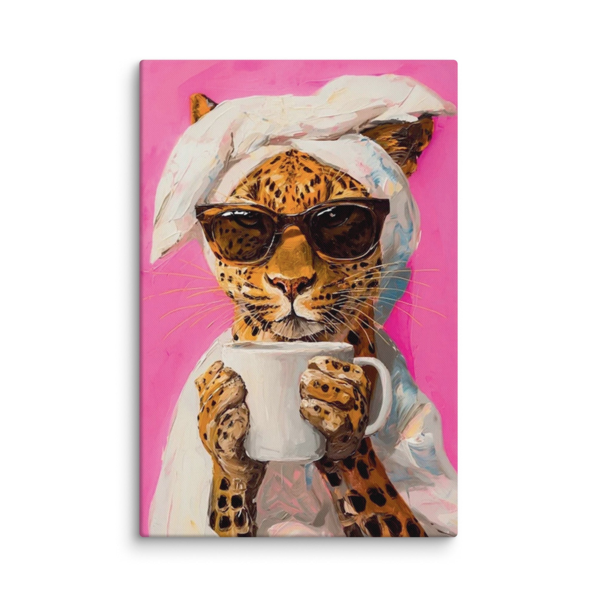 ArtZ® Coffee Tea Or Me Cougar Painting - 24 inch by 36 inch (60x90cm)