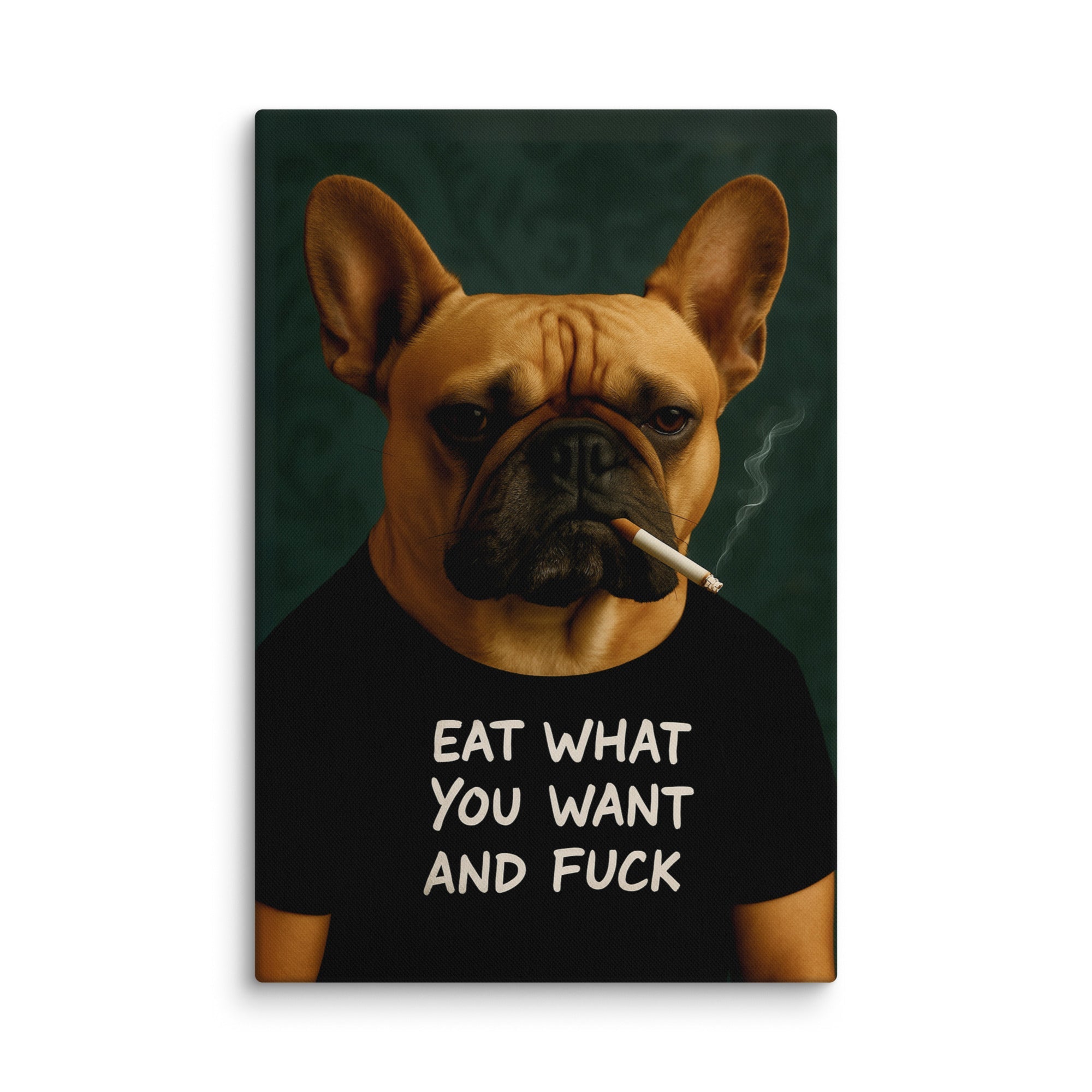 ArtZ® Frenchie With An Attitude Painting - Black T-Shirt / 32 inch by 48 inch (81x122cm)