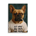 ArtZ® Frenchie With An Attitude Painting - White T-Shirt / 32 inch by 48 inch (81x122cm)