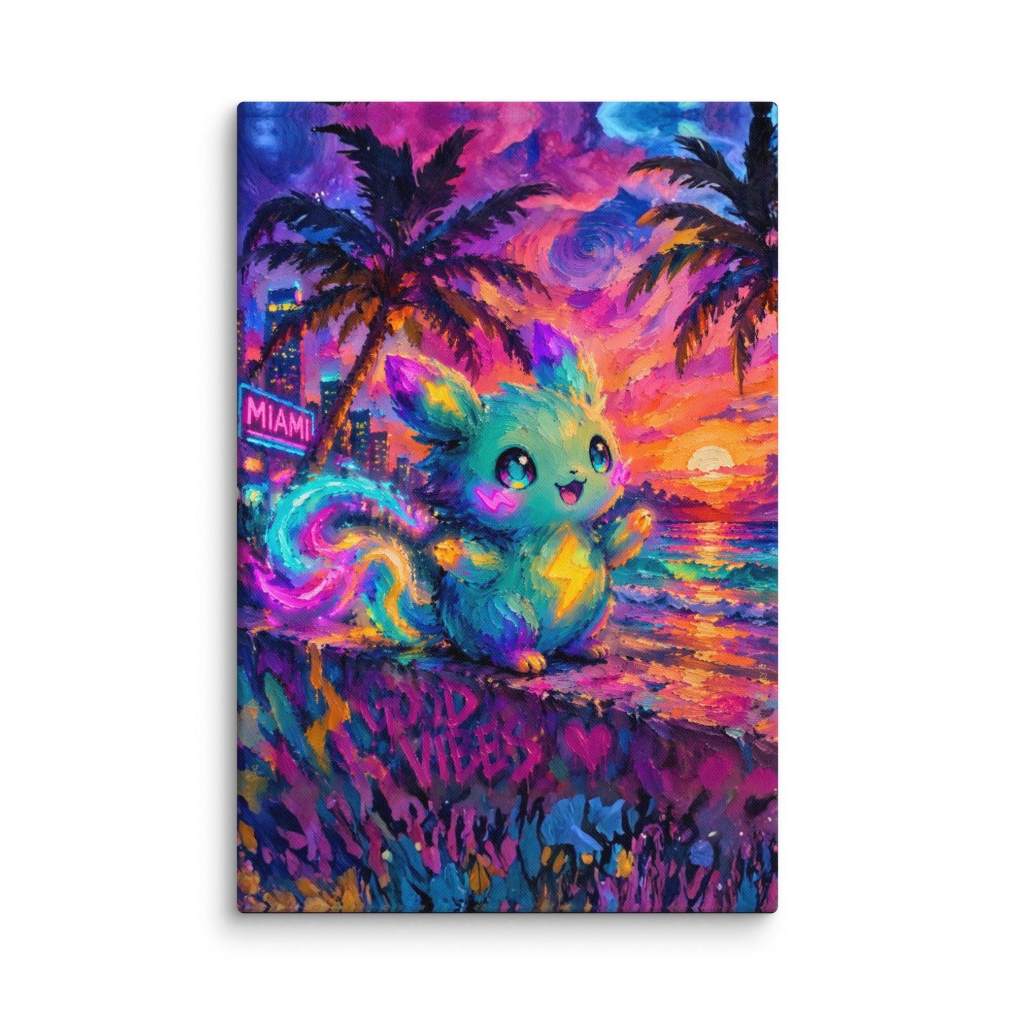 ArtZ® Neon Reverie Miami Nights Painting - Aurora Edition / 24 inch by 36 inch (60x90cm)