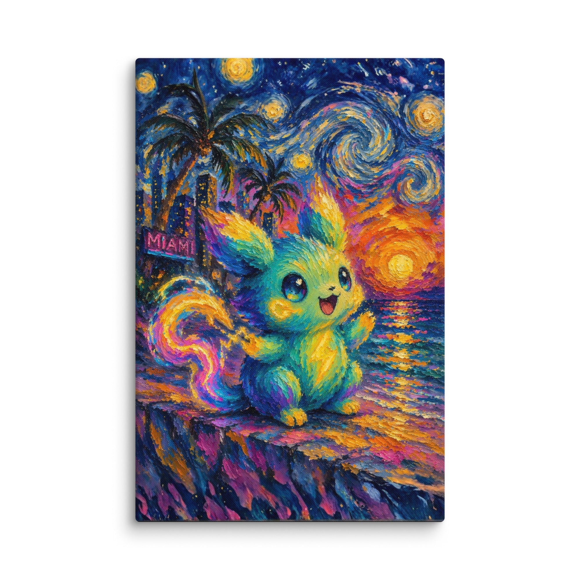ArtZ® Neon Reverie Miami Nights Painting - Nocturne Edition / 32 inch by 48 inch (81x122cm)