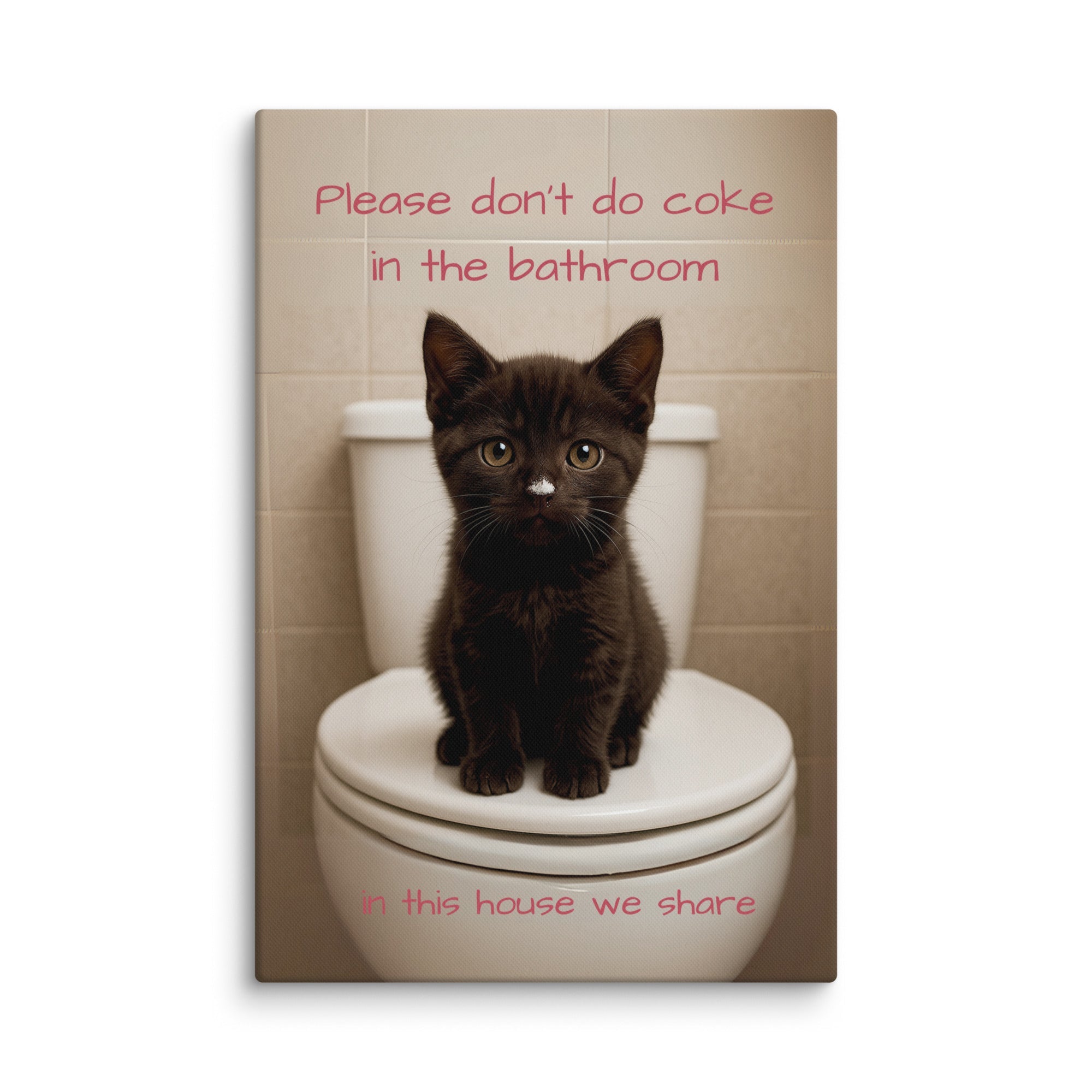 ArtZ® Please Don't Do Coke In The Bathroom, In This House We Share Paintings - Kitten / 40 inch by 60 inch (101x151cm)