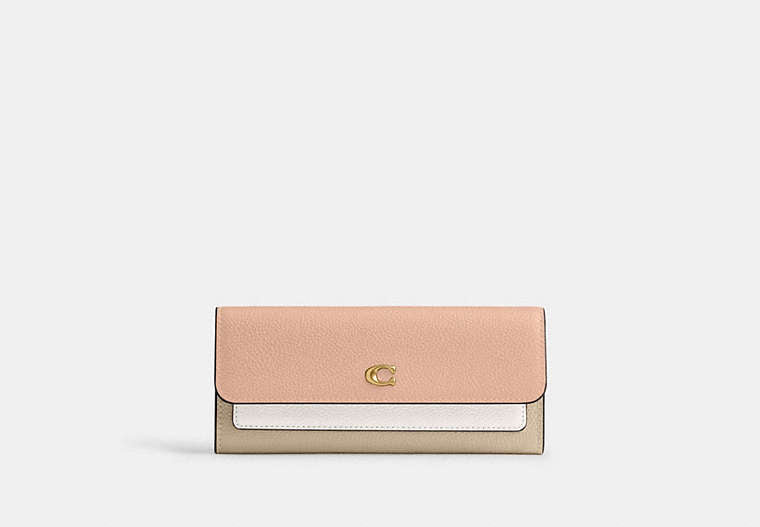 COACH® Women's Cartera Con Solapa Grande Mila Con Bloques De Color en Beige | Cuir