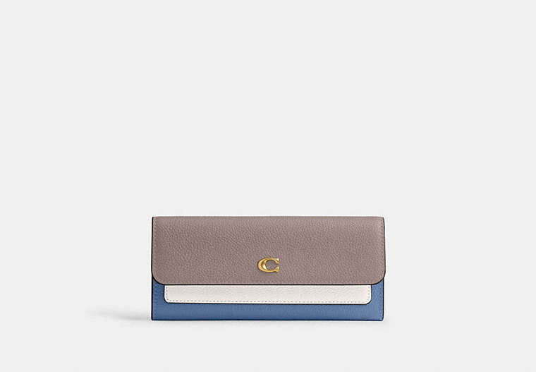 COACH® Women's Cartera Con Solapa Grande Mila Con Bloques De Color en Gris | Cuir