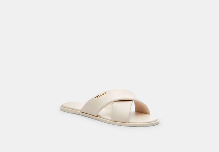 COACH® Women's Chanclas cruzadas con cierre en Blanco, Talla 11 | Cuir