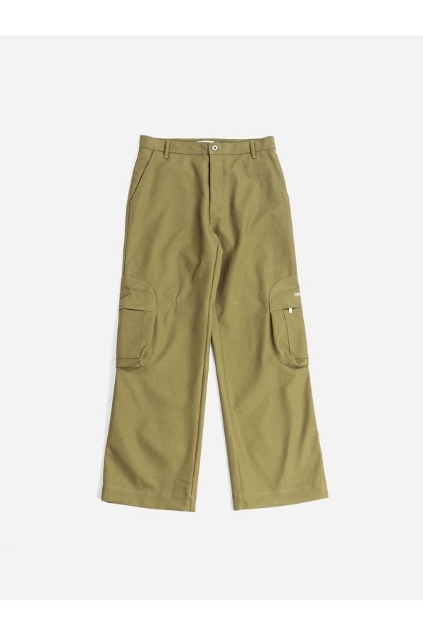 Off-White Wide-Leg Cargo Cargo Pants — Green
