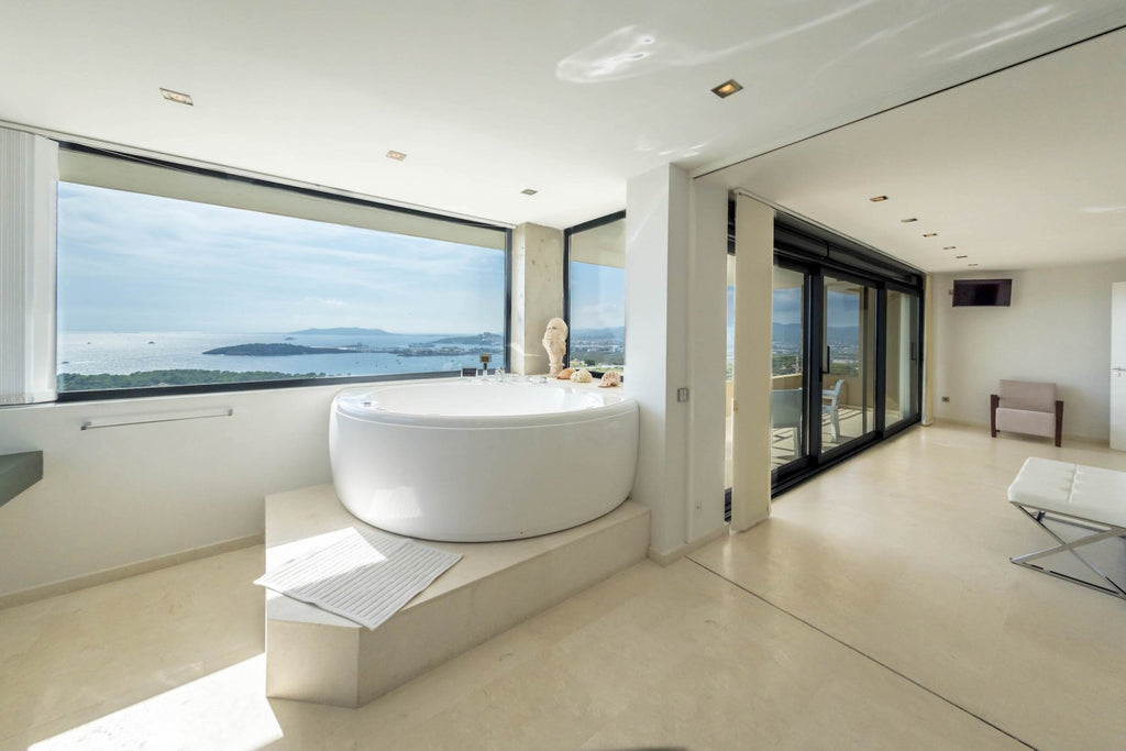 Hillside Contemporary Style Ibiza Villa with Panoramic Views of the Island near Cala Roja Cove and Talamanca Beach in Ibiza Town