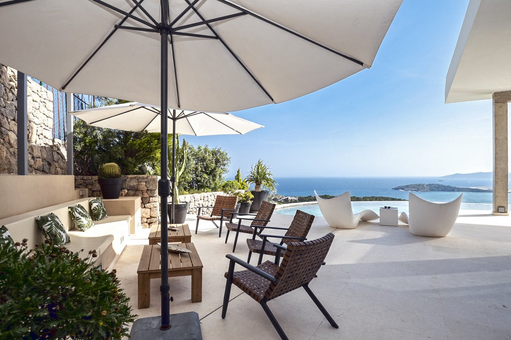Hillside Contemporary Style Ibiza Villa with Panoramic Views of the Island near Cala Roja Cove and Talamanca Beach in Ibiza Town