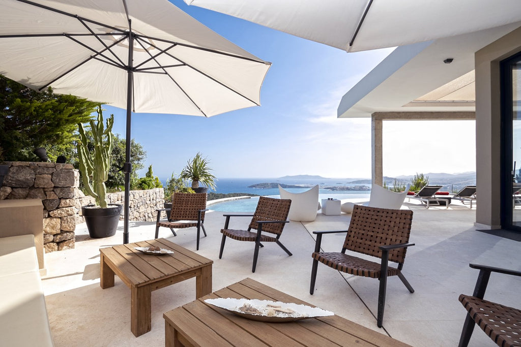 Hillside Contemporary Style Ibiza Villa with Panoramic Views of the Island near Cala Roja Cove and Talamanca Beach in Ibiza Town
