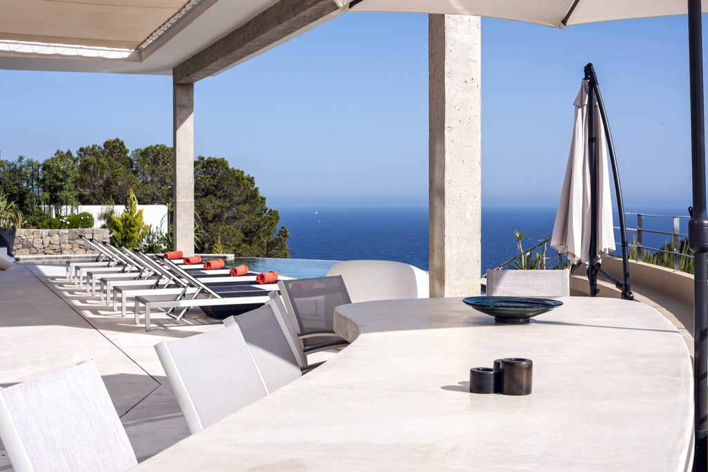 Hillside Contemporary Style Ibiza Villa with Panoramic Views of the Island near Cala Roja Cove and Talamanca Beach in Ibiza Town