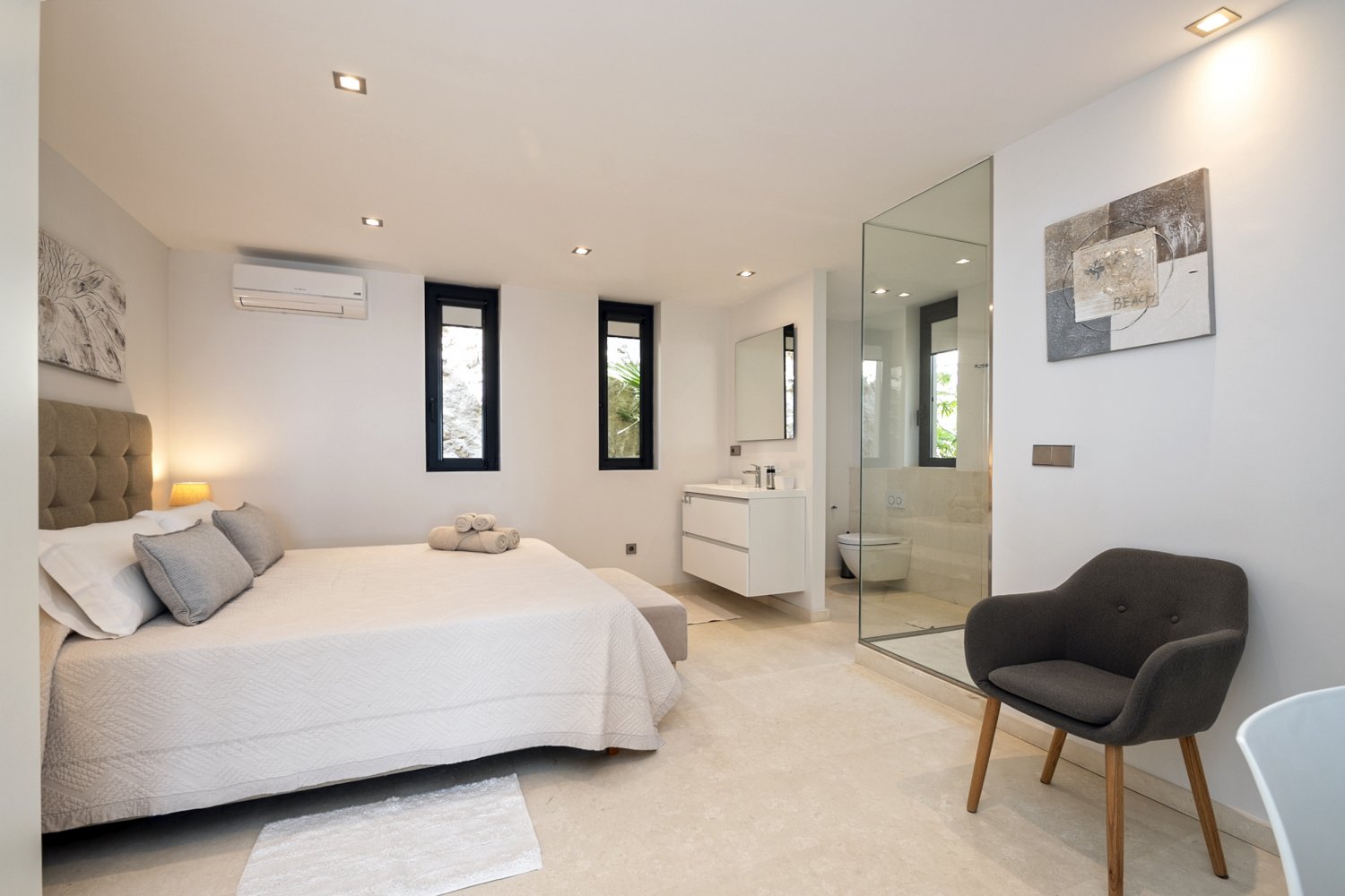 Hillside Contemporary Style Ibiza Villa with Panoramic Views of the Island near Cala Roja Cove and Talamanca Beach in Ibiza Town