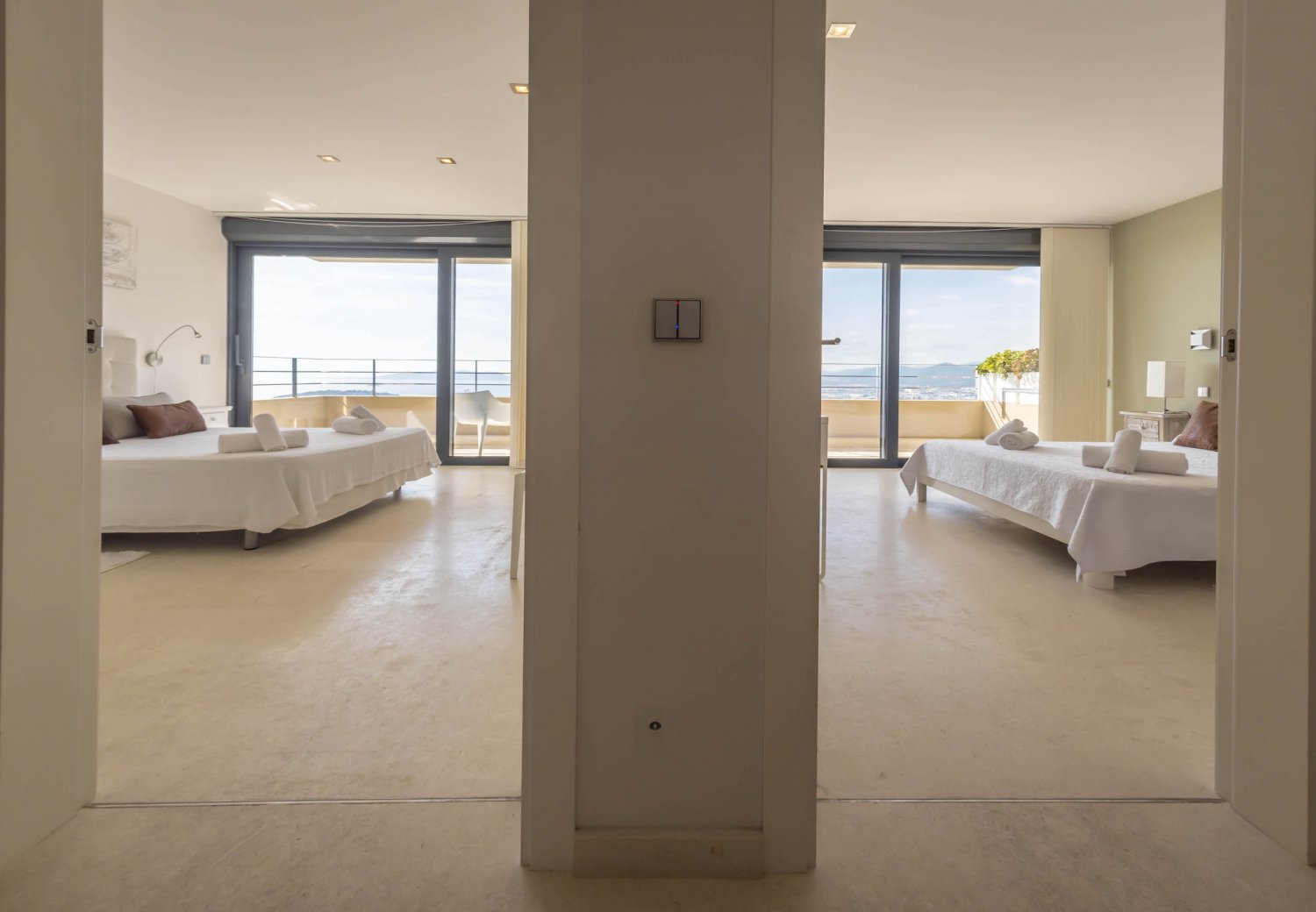 Hillside Contemporary Style Ibiza Villa with Panoramic Views of the Island near Cala Roja Cove and Talamanca Beach in Ibiza Town