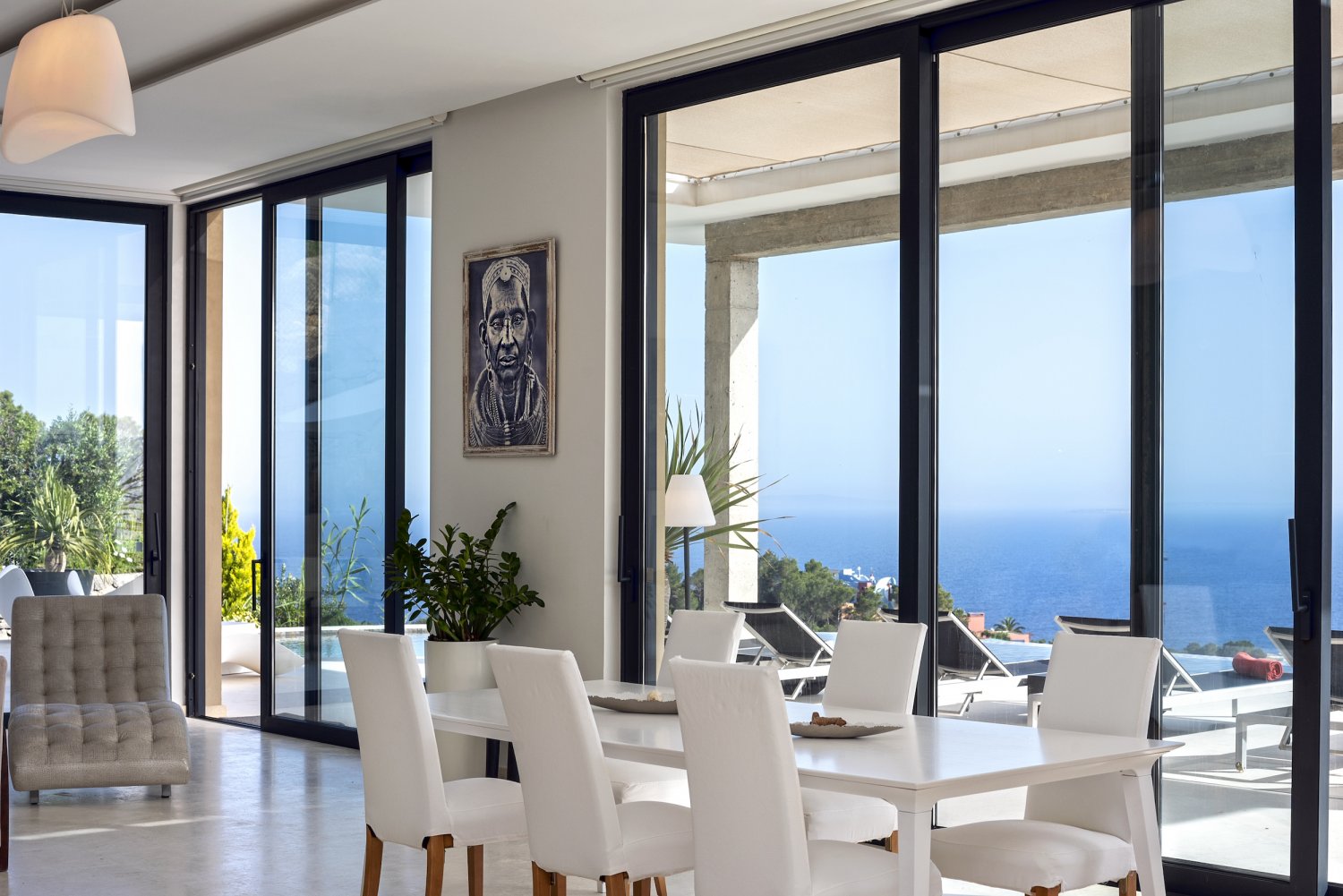 Hillside Contemporary Style Ibiza Villa with Panoramic Views of the Island near Cala Roja Cove and Talamanca Beach in Ibiza Town