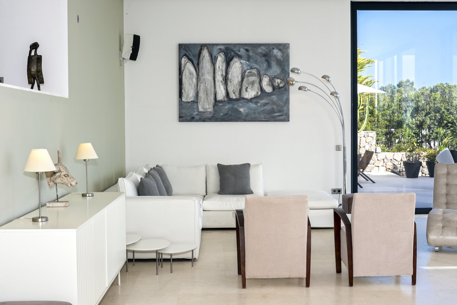 Hillside Contemporary Style Ibiza Villa with Panoramic Views of the Island near Cala Roja Cove and Talamanca Beach in Ibiza Town