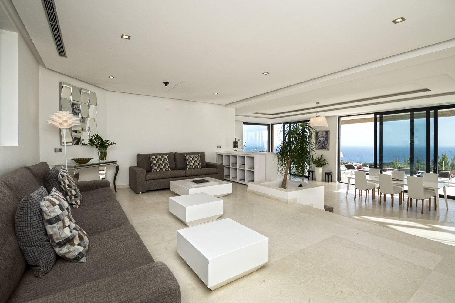 Hillside Contemporary Style Ibiza Villa with Panoramic Views of the Island near Cala Roja Cove and Talamanca Beach in Ibiza Town