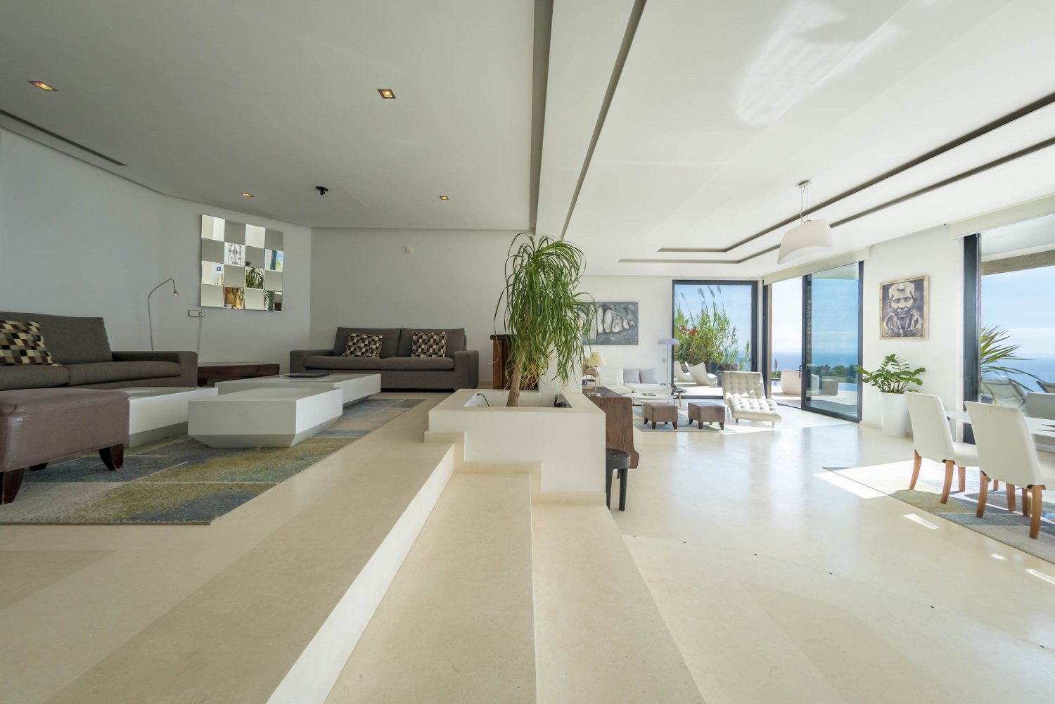 Hillside Contemporary Style Ibiza Villa with Panoramic Views of the Island near Cala Roja Cove and Talamanca Beach in Ibiza Town