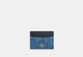 COACH® Women's Tarjetero Fino Para Documento De Identidad En Algodón Regenerativo Con Acolchado en Azul | Coton
