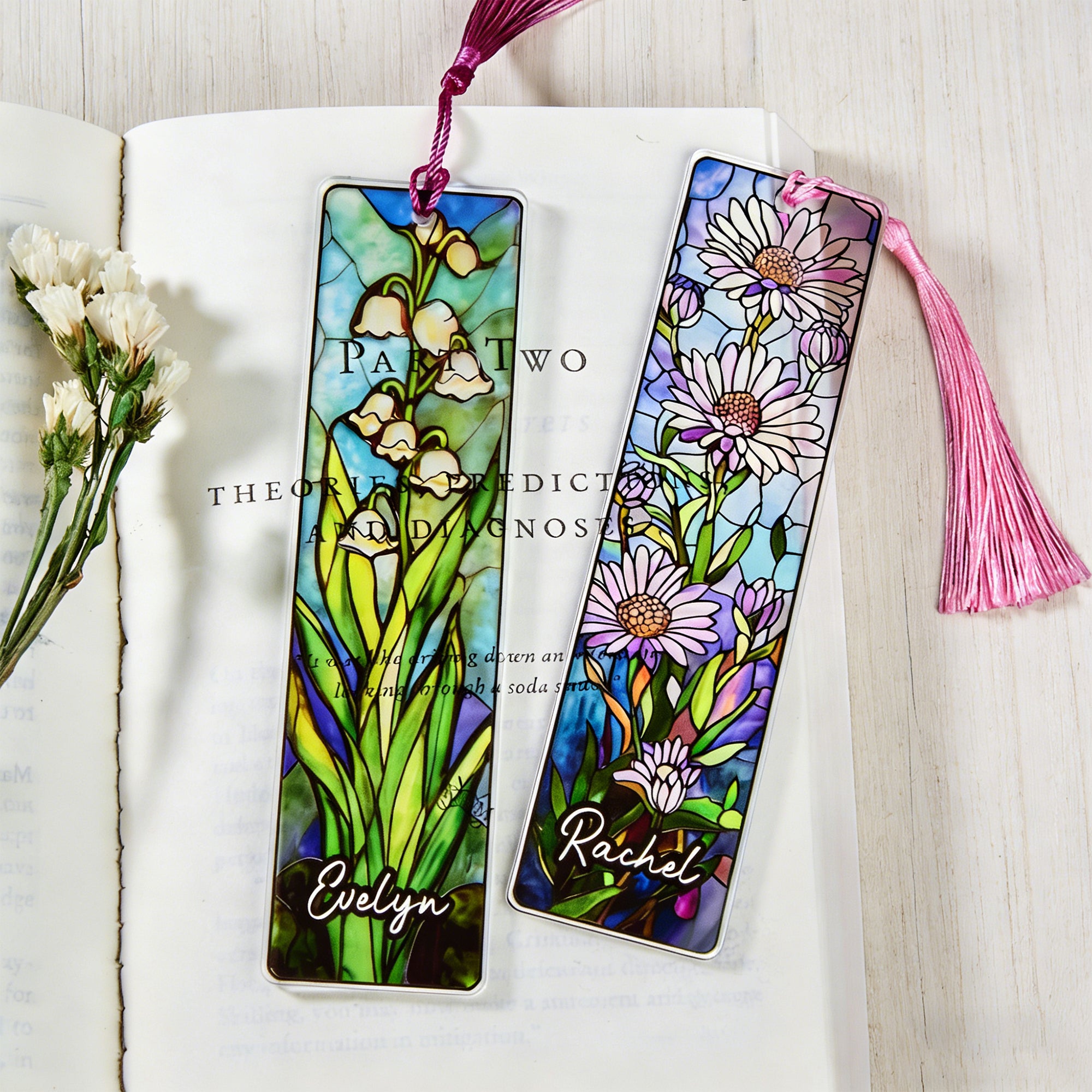 Marca páginas acrílico personalizado con nombre y borla Accesorios de lectura Regalo de cumpleaños para los amantes de los libros