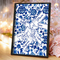 Personalizado Toile De Jouy Tomados de las Manos Pintura Póster Enmarcado Pintura con Nombre Decoración de Pared Día de la Madre Cumpleaños Regalo para Mamá Mujer