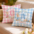 Personalizado lindo conejito corona cuadrícula suave almohada cubierta con el nombre de decoración de la habitación de Pascua del partido de regalo para los niños niñas