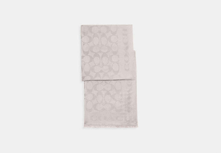 COACH® Women's Pañuelo Estola De La Marca en Gris | Mélange De Soie Et De Coton