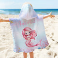 Toalla de playa con capucha para niños, de secado rápido y suave, con nombre, personalizada, del mundo submarino de las sirenas Vacaciones de verano Regalo esencial de cumpleaños para niñas amantes de
