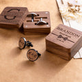 Personalizado nombre grabado iniciales Gemelos Juego de 2 con la fecha y caja de madera Accesorios de vestir Aniversario de boda Regalo para Hombres Groommen