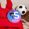 Etiqueta acrílica personalizada en 3D de un personaje de fútbol con nombre e inicial Regalo de cumpleaños de vuelta al cole para niños y niñas
