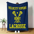 Manta blanda multicolor personalizada de lacrosse con nombre y número Regalo de equipo para jugadores de lacrosse Entrenadores