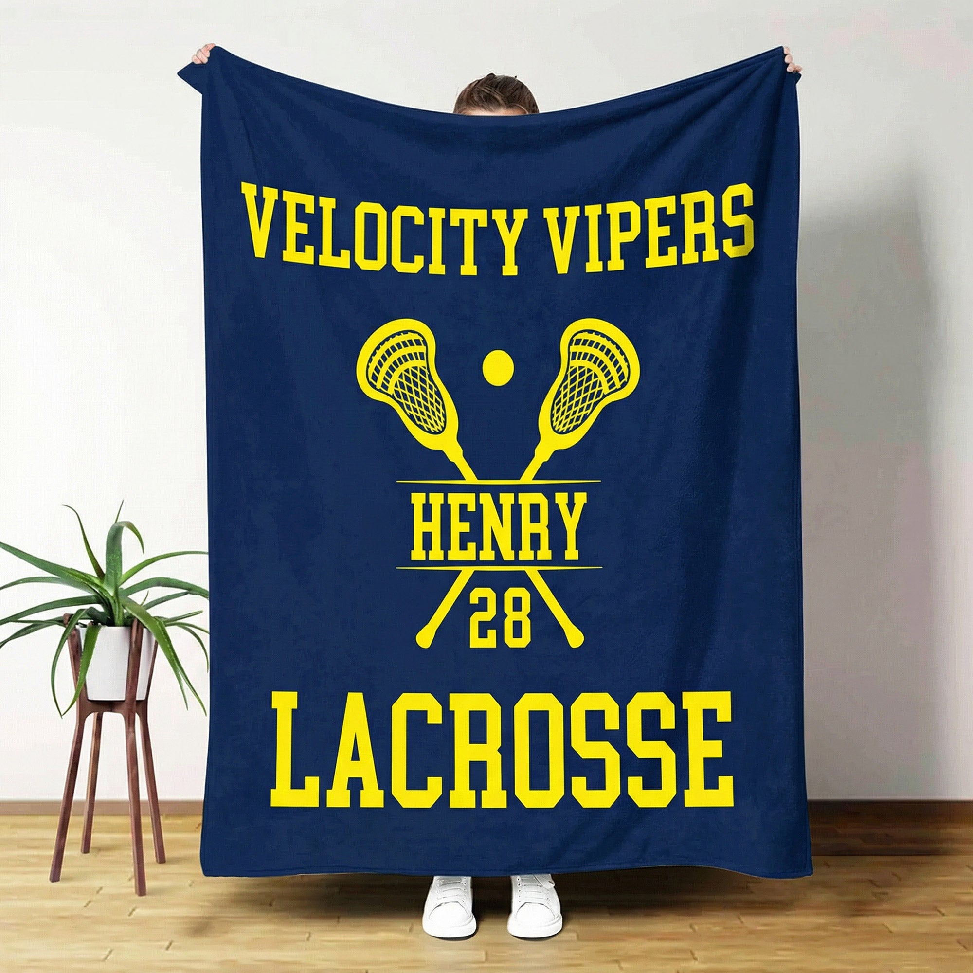 Manta blanda multicolor personalizada de lacrosse con nombre y número Regalo de equipo para jugadores de lacrosse Entrenadores