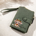 Personalizado lindo Highland Vaca de cuero de la PU Nombre Tri-Fold Cartera con tarjetero y pulsera Correa de regalo de cumpleaños para los amantes de la vaca Highland
