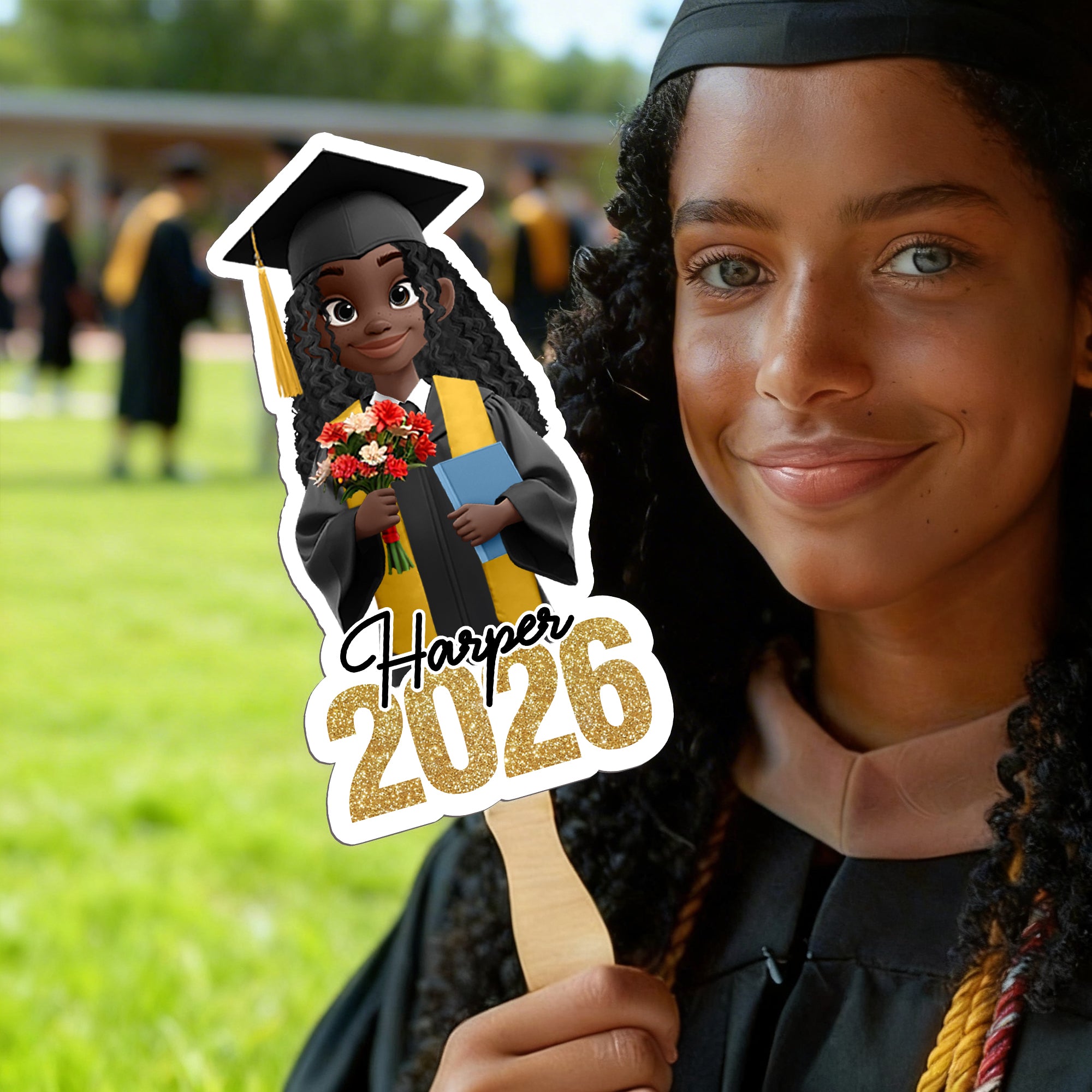 Abanico de Graduación Personalizado con el Nombre y el Año de Graduación para los Amigos de los Graduados